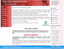 Tablet Screenshot of 4oaksmedicalcentre.co.uk